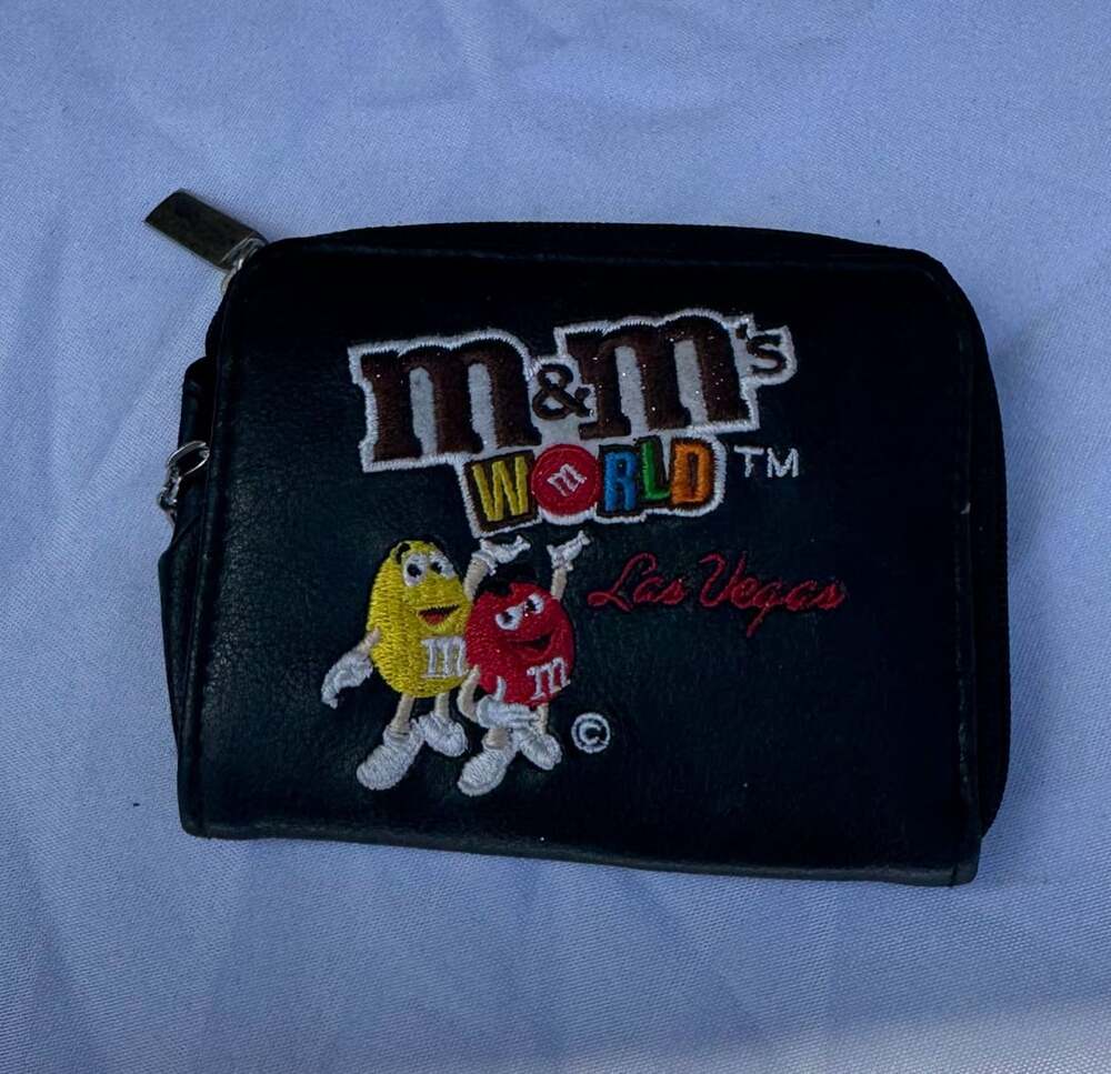 M&M's World Las Vegas Embroidered Black Zippered Coin Purse/Wallet